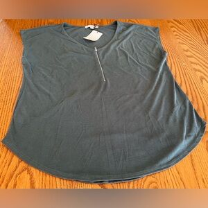 NWT Women’s Green Envelope XL Cap Sleeve Olive Green Blouse (E5)